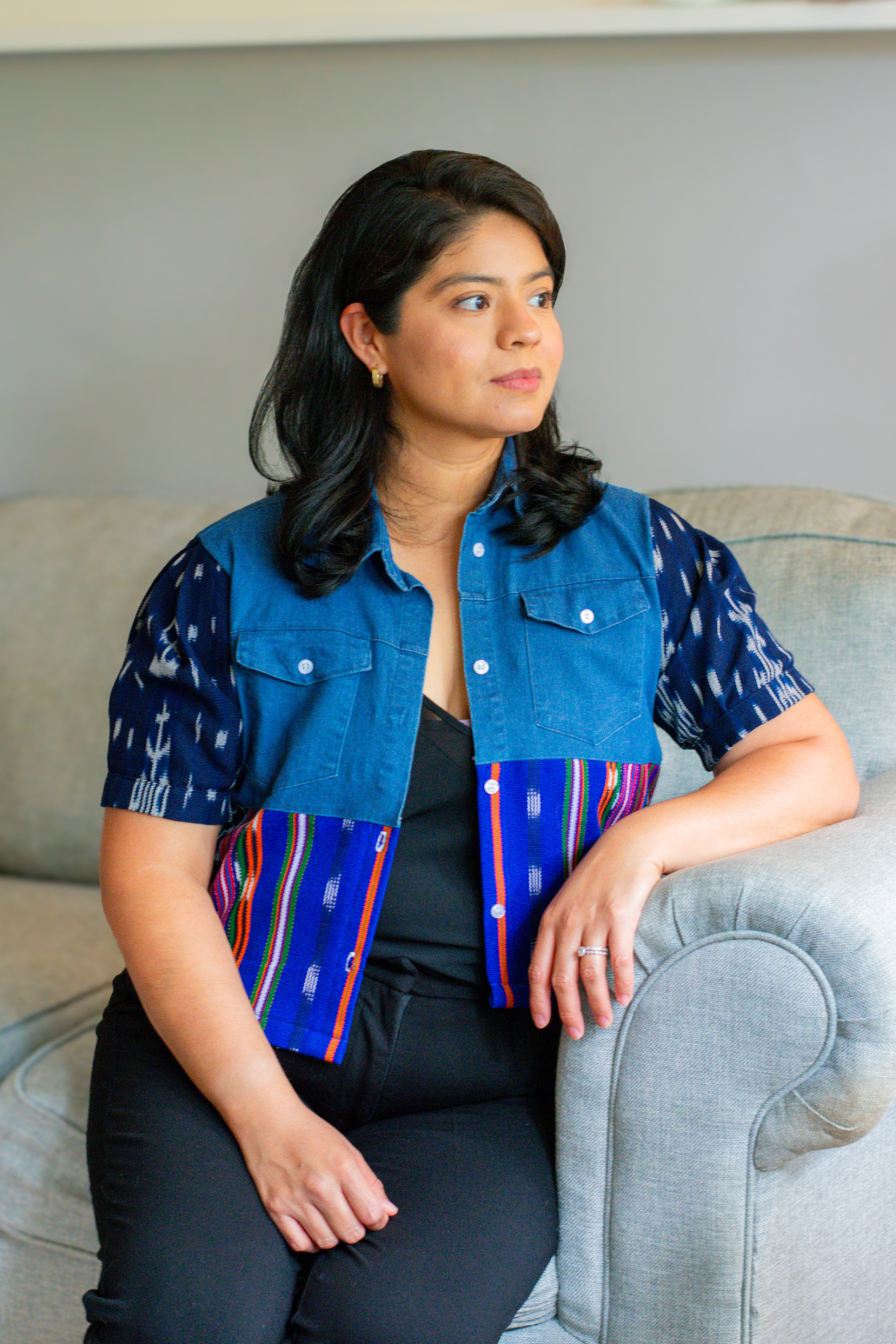 Renacer Denim Cropped Top